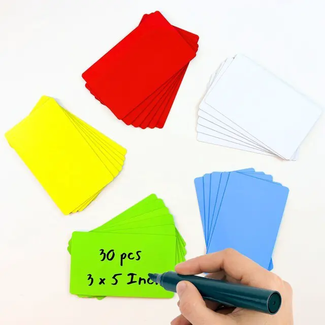 Main image of Availey 30 Pieces (3 x 5) - Full Colored Magnetic Dry Erase Labels - Reusable Strips for Classroom Home Office Garage Refrigerator Blank Writable Erasable Cards Name Tags Students Locker Shelf