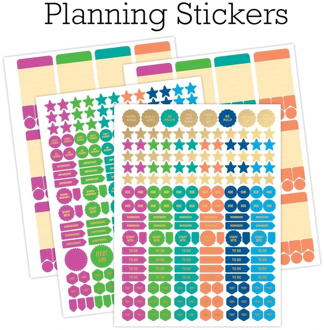 Alt view image 7 of 7 - DELUXE TEACHER PLANNER Aug 2026-Jul 2027 8.5x11 Daily Weekly Monthly Organizers with 7 Periods, Pocket Folder, Dated Calendar, Page Tabs, Bookmark and Planning Stickers (Pastel Peacock)