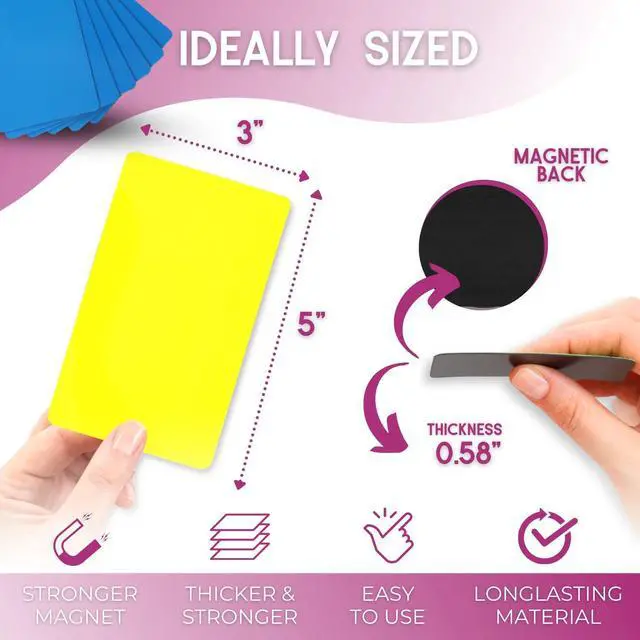 Alt view image 4 of 7 - Availey 30 Pieces (3 x 5) - Full Colored Magnetic Dry Erase Labels - Reusable Strips for Classroom Home Office Garage Refrigerator Blank Writable Erasable Cards Name Tags Students Locker Shelf