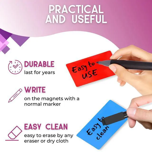 Alt view image 5 of 7 - Availey 30 Pieces (3 x 5) - Full Colored Magnetic Dry Erase Labels - Reusable Strips for Classroom Home Office Garage Refrigerator Blank Writable Erasable Cards Name Tags Students Locker Shelf