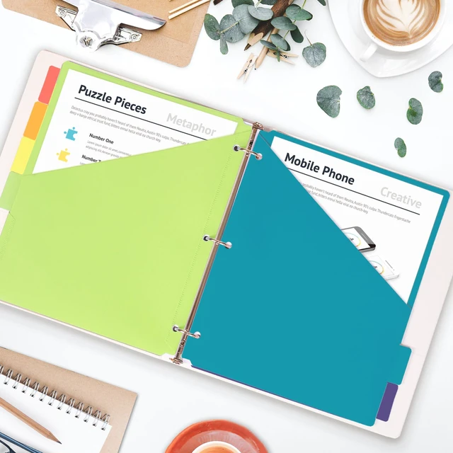 Alt view image 6 of 7 - 6-Tab Plastic Binder Dividers, 2 Pockets, Primary Colors, 6 Sets Made of PP Plastic, Fit for 3-Ring Binders, 2 Pockets, Letter Size, Provide Colorful Label Sitckers