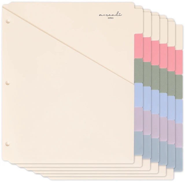 Main image of 6-Tab Plastic Binder Dividers, 2 Pockets, Pastel Colors, 6 Sets Made of PP Plastic, Fit for 3-Ring Binders, 2 Pockets, Letter Size, Provide Colorful Label Sitckers