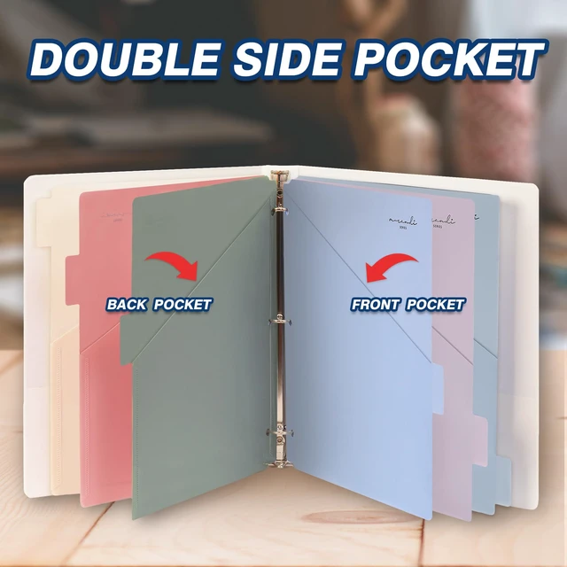 Alt view image 4 of 7 - 6-Tab Plastic Binder Dividers, 2 Pockets, Pastel Colors, 4 Sets Made of PP Plastic, Fit for 3-Ring Binders, 2 Pockets, Letter Size, Provide Colorful Label Sitckers