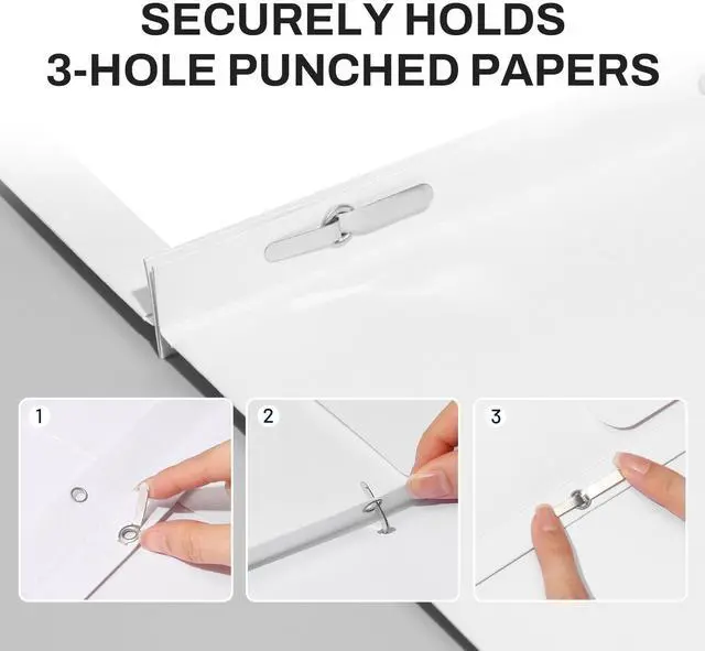 Alt view image 3 of 6 - Folders with Prongs, 25 Pack 3 Prong Folders with 3 Metal Prong Fastener Clips, 2 Pocket, Fit Letter Size Paper, Paper Folders for School Office Home Business, White