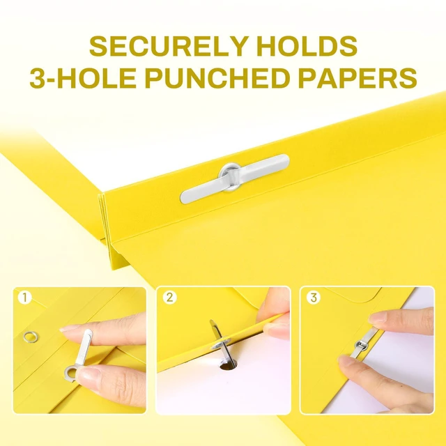 Alt view image 3 of 7 - 2 Pocket Folders with Prongs (25 Pack, Yellow), Paper Folders with 2 Pockets and 3 Prongs Fit Letter Size Paper, Folders with Prongs for School Office Home Business