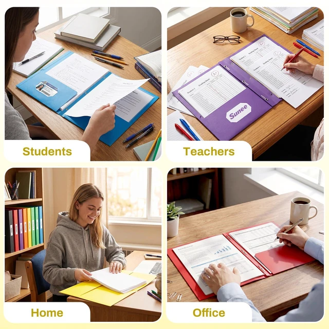 Alt view image 6 of 7 - 2 Pocket Folders with Prongs (25 Pack, Yellow), Paper Folders with 2 Pockets and 3 Prongs Fit Letter Size Paper, Folders with Prongs for School Office Home Business