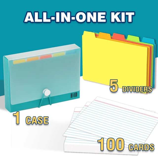 Alt view image 2 of 7 - 4x6 Index Card Case with 100 Heavyweight Ruled Index Cards and Dividers, Teal
