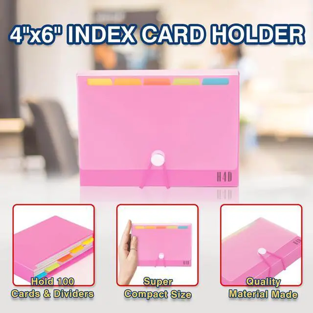 Alt view image 3 of 7 - 4x6 Index Card Case with 100 Ruled Index Cards and Dividers, Pink Plastic Case, Heavyweight Index Cards, Colored Dividers