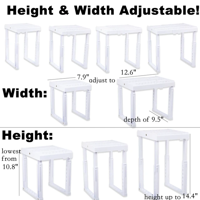 Alt view image 3 of 7 - Adjustable Locker Shelf for School, Work & Gym Lockers Expandable Width & Height, Stackable, Magnetic Support, Durable Locker Organizer Shelf Fits Standard Lockers, White, Pack of 2