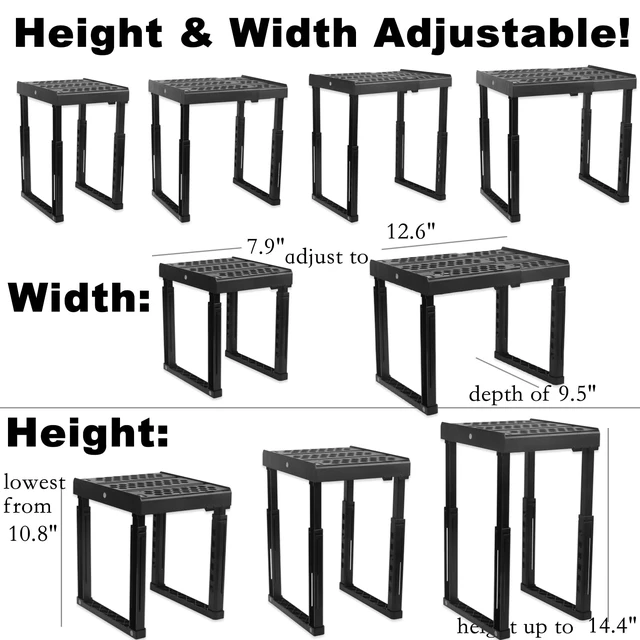 Alt view image 2 of 7 - Adjustable Locker Shelf Organizer Back to School Essentials Locker Organizer for Girls & Boys Expandable Height & Width, Stackable, Durable Fits Most Standard Lockers, Black, Pack of 2