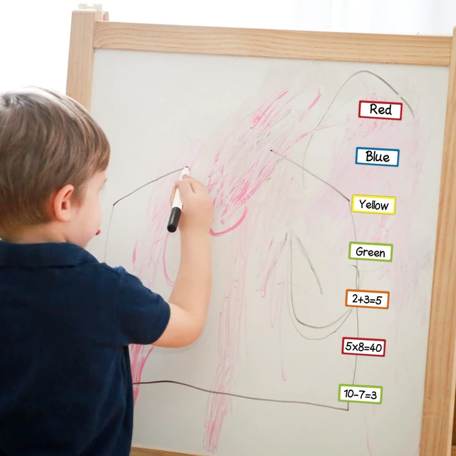 Alt view image 4 of 7 - Colored Border Dry Erase Magnetic Labels 3.1x1.2 Inch, Reusable Magnetic Dry Erase Labels for Classroom Office WhiteboardsPack of 40