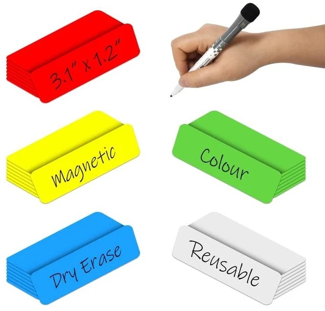 Main image of Dry Erase Magnetic Labels 3.1x1.2 Inch, Reusable Magnetic Labels for Whiteboards Locker School Classroom Office Home,Pack of 40