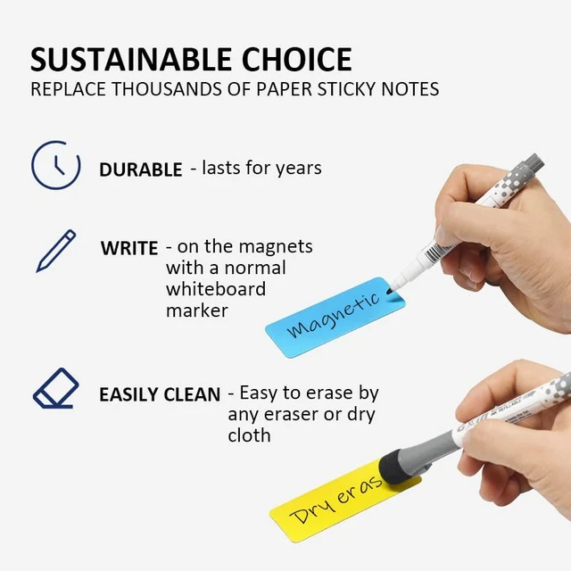 Alt view image 6 of 7 - Dry Erase Magnetic Labels 3.1x1.2 Inch, Reusable Magnetic Labels for Whiteboards Locker School Classroom Office Home,Pack of 40