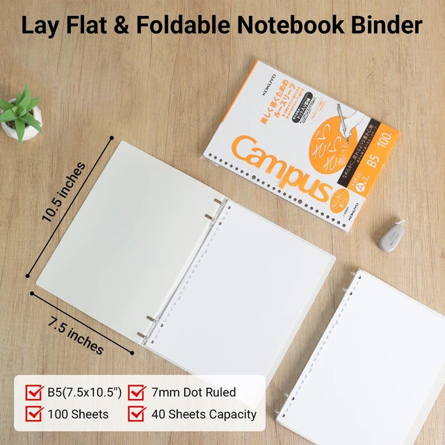 Alt view image 2 of 7 - Good Time 2x2 Spiral Binder Notebooks, 3 Pack B5 Refillable Notebook with Extra 100 College Ruled Loose leaf Papers. Pre-Packed 10 Sheets in 8mm Ruled Each, Perfect Notebooks for School & Work