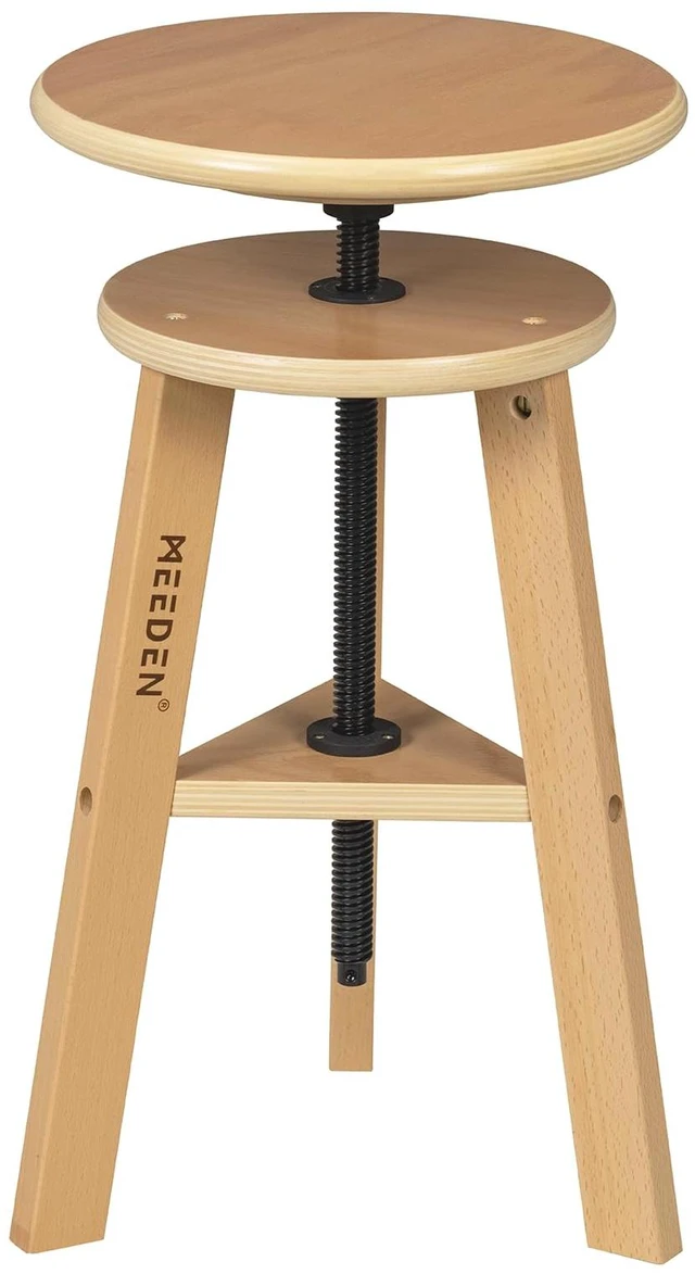 Main image of Artist Wooden Drafting Stool Adjustable Height Art Stool for Studio Up to 220 Lbs, German Beech Wood Drafting Chair, Perfect for Artists Studio, Home Use, Kitchen, Bar Stool, Natural