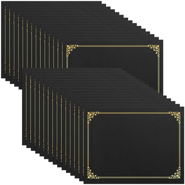 Main image of Certificate Holders(Black, 30 Packs), Diploma Covers Gold Foil Border, for Letter Size 8.5x11 Certificates, Cardstock, Document Papers