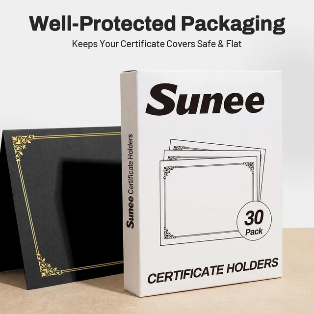 Alt view image 6 of 7 - Certificate Holders(Black, 30 Packs), Diploma Covers Gold Foil Border, for Letter Size 8.5x11 Certificates, Cardstock, Document Papers