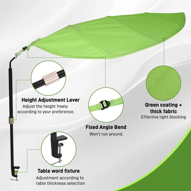 Alt view image 4 of 7 - Green Office Cubicle and Desk Shade for Cubicle to Block Light Ideal for Light Sensitive Workers,Adjustable,UV-Resistant-Blocks Overhead Light,Glare and AC Airflow
