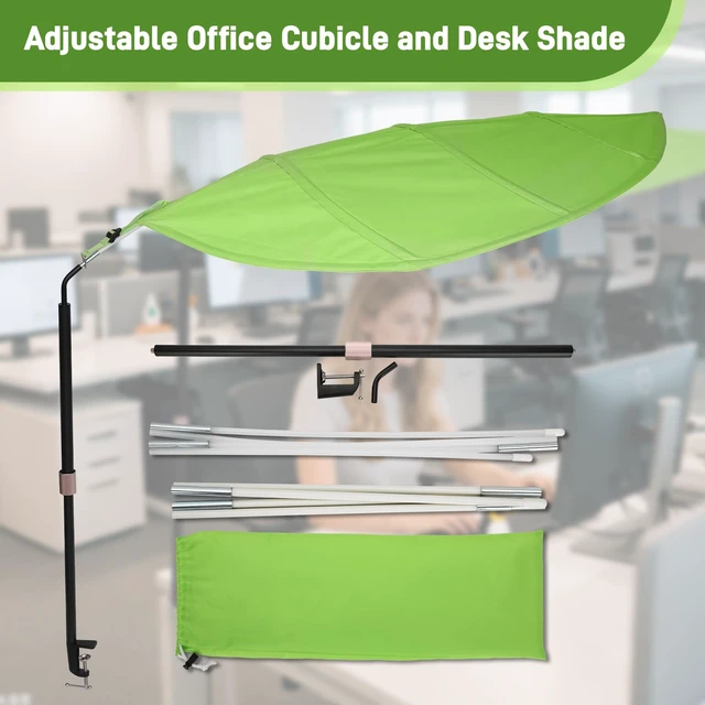Alt view image 5 of 7 - Green Office Cubicle and Desk Shade for Cubicle to Block Light Ideal for Light Sensitive Workers,Adjustable,UV-Resistant-Blocks Overhead Light,Glare and AC Airflow
