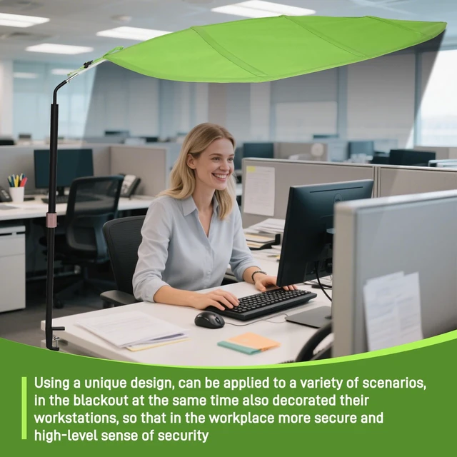 Alt view image 6 of 7 - Green Office Cubicle and Desk Shade for Cubicle to Block Light Ideal for Light Sensitive Workers,Adjustable,UV-Resistant-Blocks Overhead Light,Glare and AC Airflow
