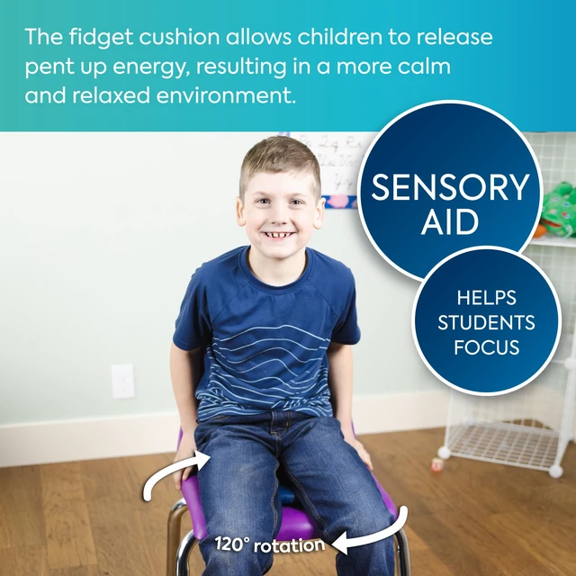 Alt view image 4 of 6 - BouncyBand Sit & Twist Active Seat Cushion 12 D Sensory Cushion for Kids Up to 300lbs Sensory Tool Promotes Active Learning and Improves Focus and Productivity