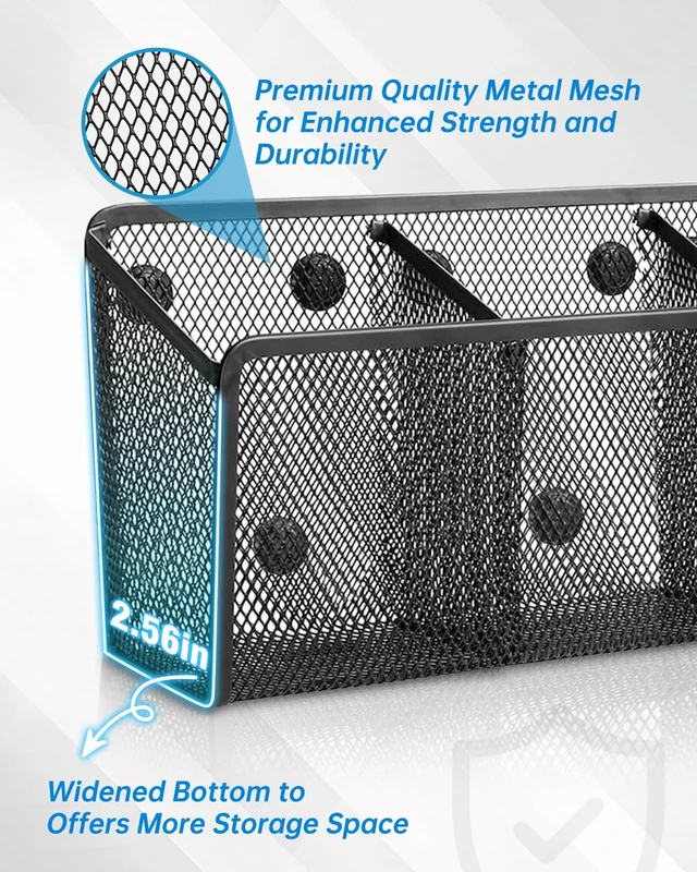 Alt view image 4 of 7 - Magnetic Pen Holder, Metal Storage Basket with Strong Magnets Organizer for Whiteboard Refrigerator Locker Accessories Teacher Must Haves Classroom Organization