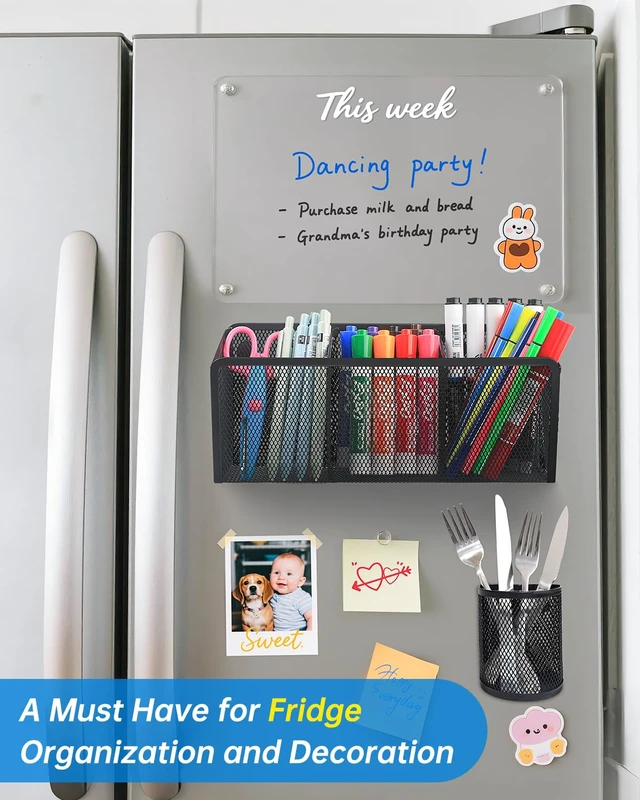 Alt view image 7 of 7 - Magnetic Pen Holder, Metal Storage Basket with Strong Magnets Organizer for Whiteboard Refrigerator Locker Accessories Teacher Must Haves Classroom Organization
