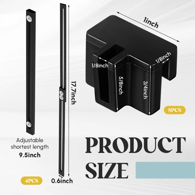 Alt view image 2 of 7 - 12 Pcs Metal Adjustable File Cabinet Rails Set, Black,10-18 Inch Include 8 Hanging File Rail Clips 4 Cabinet Dividers Bars Suitable for Cabinets with Drawer Thickness Less Than 1/8 Inch