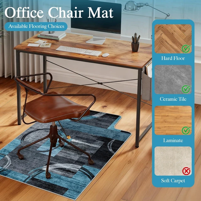 Alt view image 3 of 7 - Office Chair Mat for Hardwood Floor & Tile Floor,36"X 48"-Convex Geo Blue Heavy Duty Desk Chair Mat for Hard Floors, Under Desk Rug for Rolling Computer Chair,Anti Slip,Low Pile Carpet Protector