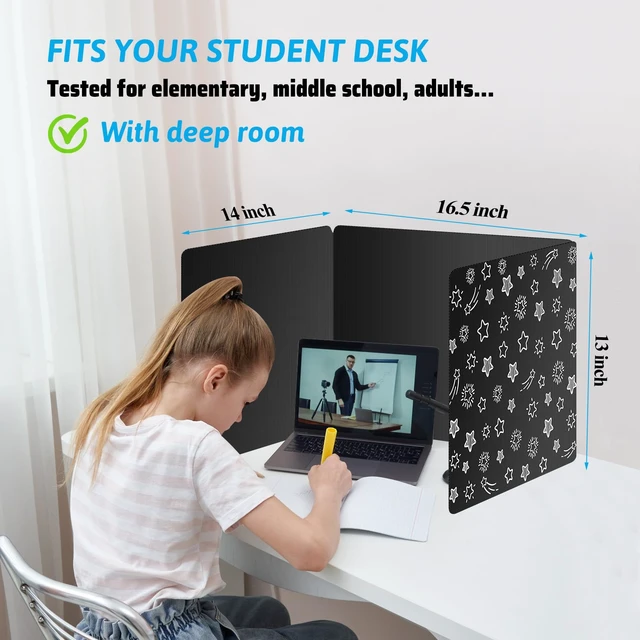 Alt view image 2 of 7 - Black 24-Pack Desk Dividers for Students, Waterproof Plastic Study Carrel Divider, Durable Testing Dividers for Classroom Teacher Supplies, Easy to Clean Privacy Shield Folder Boards for Student Desk