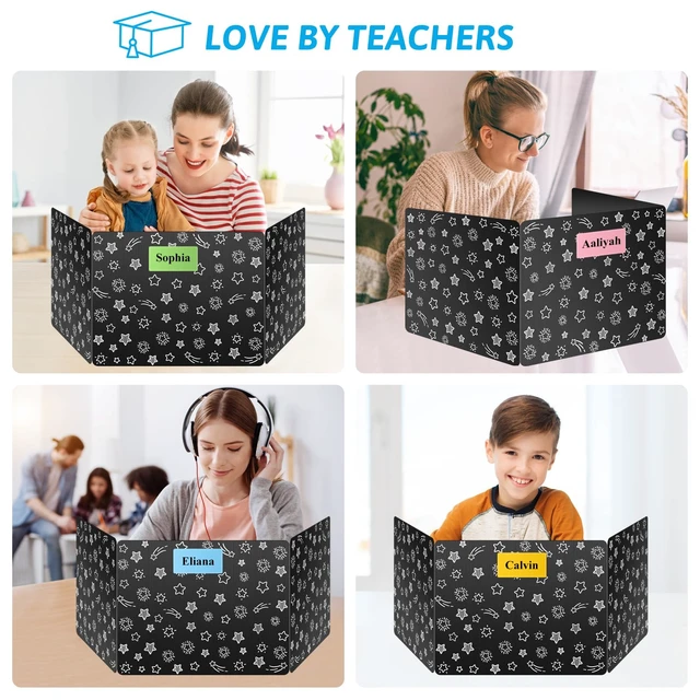 Alt view image 6 of 7 - Black 24-Pack Desk Dividers for Students, Waterproof Plastic Study Carrel Divider, Durable Testing Dividers for Classroom Teacher Supplies, Easy to Clean Privacy Shield Folder Boards for Student Desk