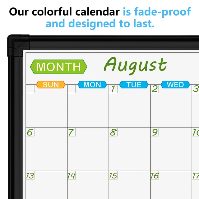 Alt view image 2 of 7 - Magnetic Calendar Whiteboard & Bulletin Corkboard Combination, Combo Board 20 x 28 Inch, Black Aluminum Frame Wall Mounted Board for Office Home and School with 10 Push Pins