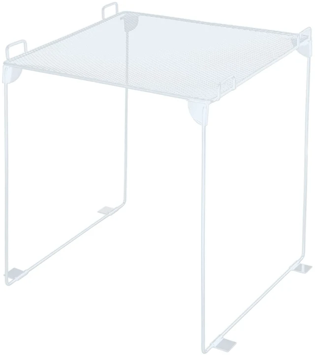 Main image of Metal Locker Shelf Organizer Stackable School, Single Layer, White Back to School Essentials, Fits Standard Size School Lockers, Collapsible Organizer Accessories, Gym Work Kitchen Office