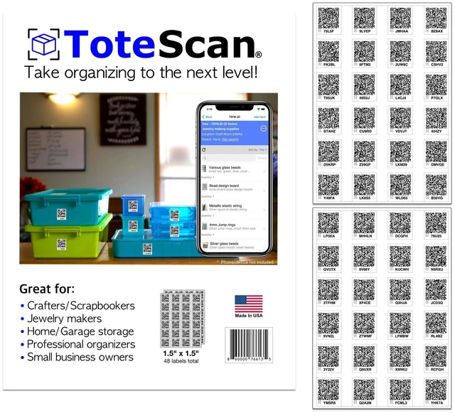 Main image of Intelligent QR Labels for Organization/Moving/Storage (48 Unique Labels, 1.5"x1.5")