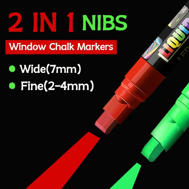 Alt view image 2 of 7 - Window Chalk Markers for Cars Glass Washable, 2 boxes X 8 Colors Liquid Chalk Marker Pens with 7mm 2 in 1 Nib Wide Tips, Big Chalkboard Markers Car Window pens