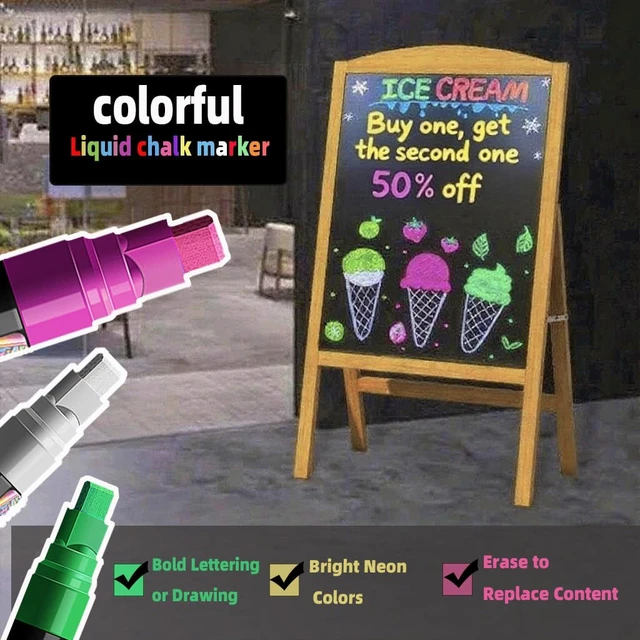 Alt view image 5 of 7 - Window Chalk Markers for Cars Glass Washable, 2 boxes X 8 Colors Liquid Chalk Marker Pens with 7mm 2 in 1 Nib Wide Tips, Big Chalkboard Markers Car Window pens