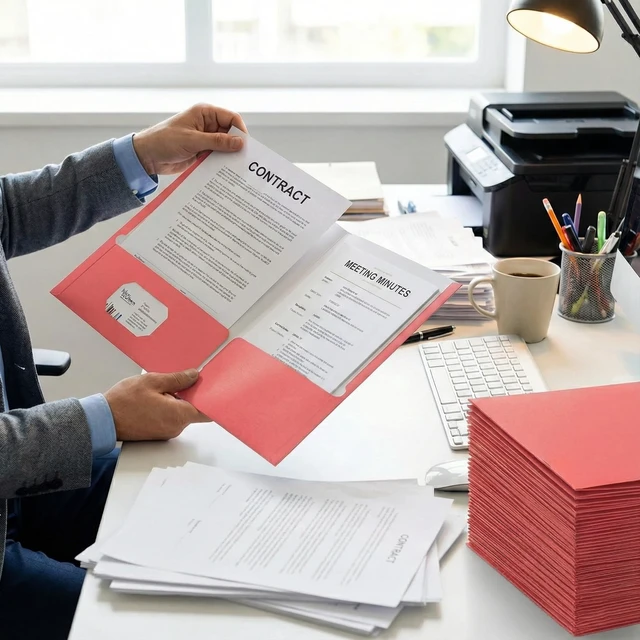 Alt view image 7 of 7 - File folders with Pockets,Pink Two folders for documents,50 Pack Paper Folders with Card Slot,Letter Size,School Students,Business,Home and Office Workers