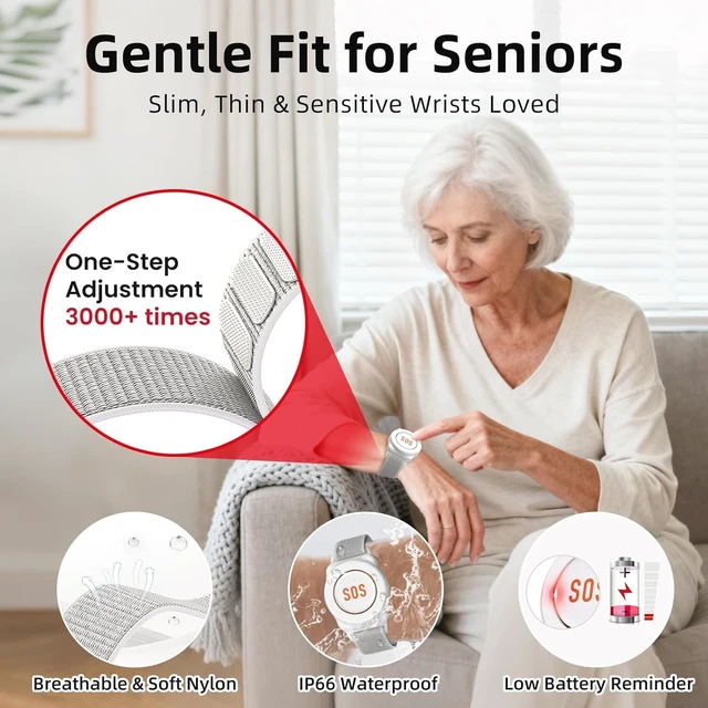 Alt view image 5 of 7 - Wi-Fi Wireless Caregiver Pager Call Button for Elderly at Home, APP Emergency Alert Fall Help System for Seniors, Patients/Disabled Monitoring at Home