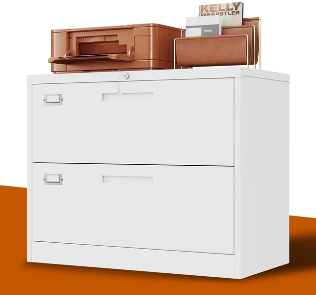 Main image of 2 Drawer Lateral File Cabinet Metal Filing Storage Cabinet with Lock Office Home Steel File Cabinet for A4 Legal/Letter Size File Cabinet Locked,Assembly Required (2 Drawer, White)