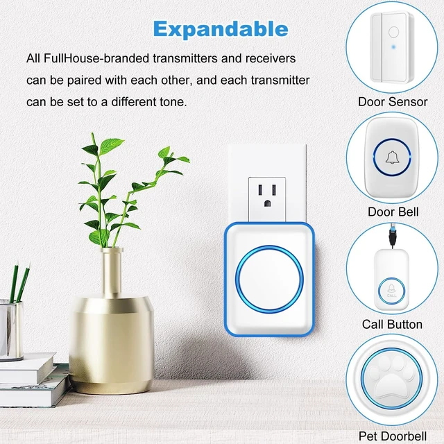 Alt view image 6 of 7 - FullHouse Caregiver Pager Wireless Emergency Call Button for Elderly 1000+ Feet Range, Senior Alert Button to Call Family, Monitoring Calling System for Patient/Disabled at Home, IP55 Waterproof