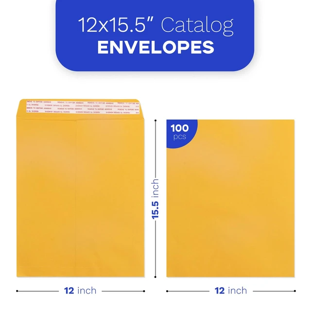 Alt view image 2 of 7 - 100 Pack 12x15.5 inch Manilla Envelopes Peel & Seal Closure, For Mailing Homemade Items, Legal Size Letters, 11 x 14 Documents, Tax Records, Yellow