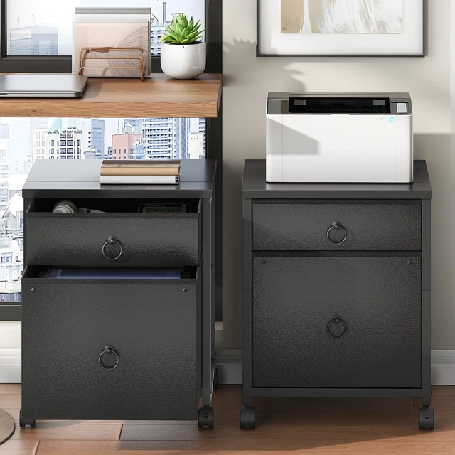 Alt view image 4 of 7 - File Cabinet, 2-Drawer Vertical Mobile Office Cabinet, Rolling Printer Stand, for A4/Letter Size Files, Nonwovens Drawer, for Home Office, Black BB21WJ01