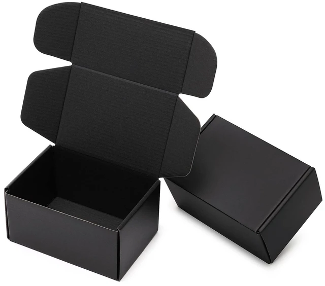 Main image of 6x4x3 Small Black Shipping Boxes - 24 Pack Corrugated Cardboard Mailing Box Packaging for Small Business - Tab Locking Literature Mailer Flat Empty Gift Packing Supplies
