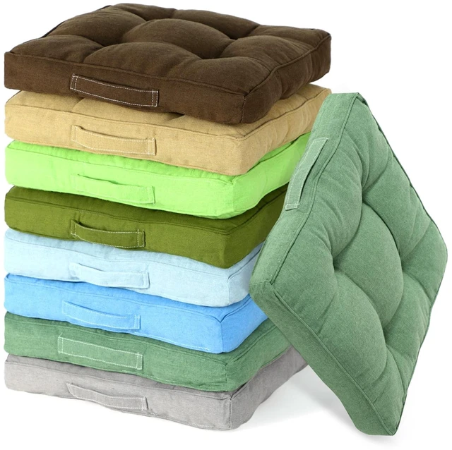 Main image of 8 Pcs Floor Cushions for Classroom, Dark Color, Square 15x15x2.4 Inch, Cotton Linen, Flexible Seating Pillows Bulk, Multiple Colors, for Kids Home School Kindergarten Nursery
