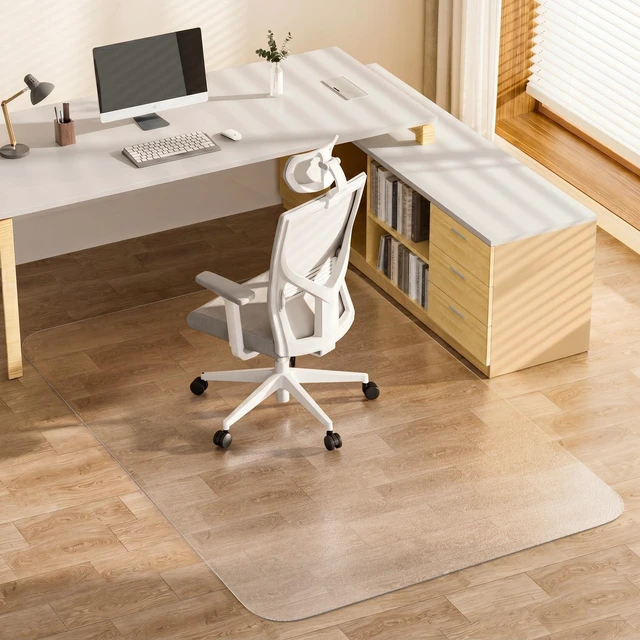 Main image of Clear Office Chair Mat for Hardwood Floors, Heavy Duty Protector 48" x 60" Plastic Floor Mat for Rolling Desk Chairs, Home Office, Gaming Room, Tile and Laminate Floors