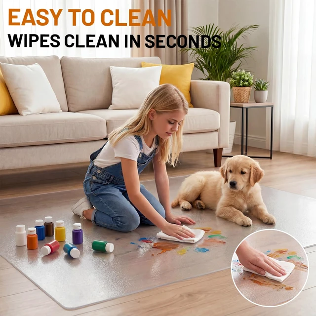 Alt view image 6 of 7 - Clear Office Chair Mat for Hardwood Floors, Heavy Duty Protector 48" x 60" Plastic Floor Mat for Rolling Desk Chairs, Home Office, Gaming Room, Tile and Laminate Floors
