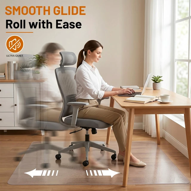 Alt view image 5 of 7 - Clear Office Chair Mat for Hardwood Floors, Heavy Duty Protector 48" x 60" Plastic Floor Mat for Rolling Desk Chairs, Home Office, Gaming Room, Tile and Laminate Floors