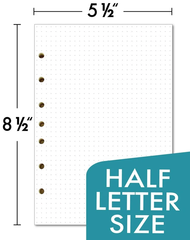 Alt view image 3 of 5 - Dotted Filler Paper Pack of 500 Sheets 5.5x8.5" for 3-Ring & 7-Ring Mini Binders, 7 Hole Punched