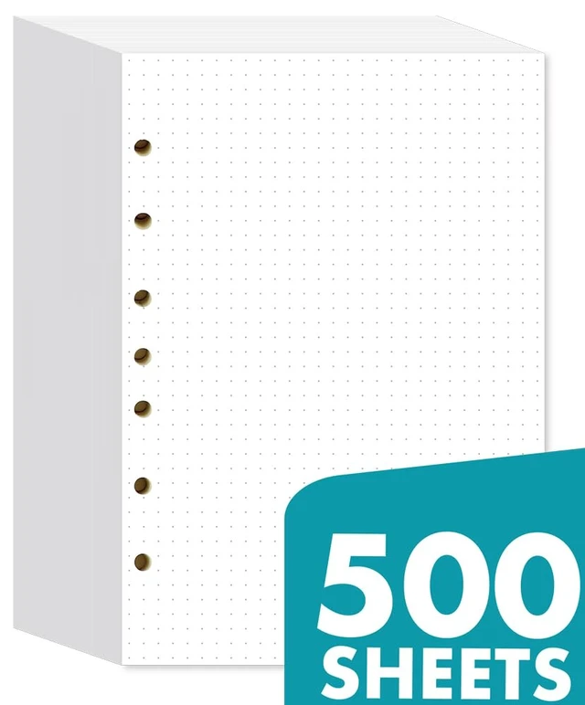 Alt view image 2 of 5 - Dotted Filler Paper Pack of 500 Sheets 5.5x8.5" for 3-Ring & 7-Ring Mini Binders, 7 Hole Punched