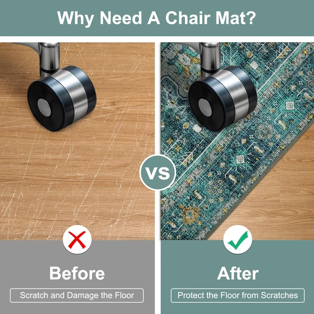 Alt view image 3 of 7 - 48"x60" Chair Mat for Hardwood Floor/Tile Floor, Desk Chair Mats for Hard Floors, Under Desk Rug Protector for Rolling Chair, Computer Gaming Chair Mat, Low Pile Carpet Floor Mat